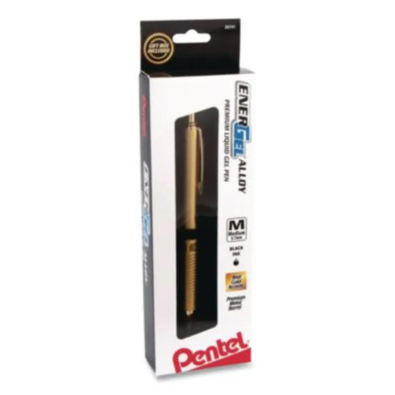 EnerGel Alloy Gel Pen, Retractable, Medium 0.7 mm, Black Ink, Gold Barrel - Pens | Pentel