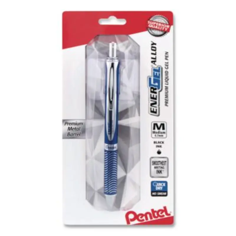 EnerGel Alloy RT Gel Pen, Retractable, Medium 0.7 mm, Black Ink, Blue Barrel - Pens | Pentel