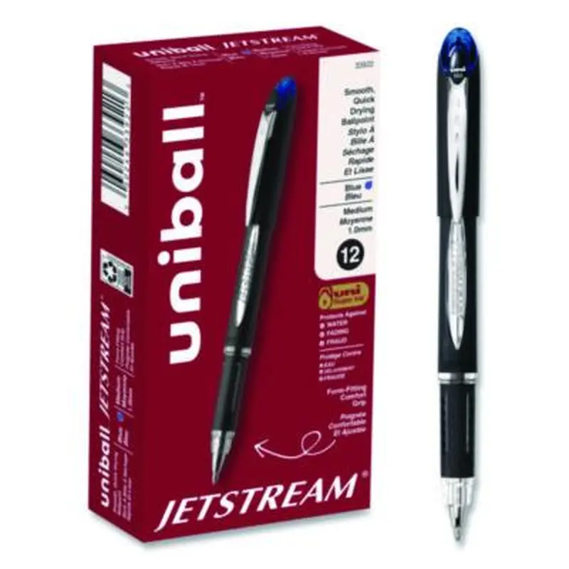 Jetstream Hybrid Gel Pen, Stick, Bold 1 mm, Blue Ink, Black/Silver/Blue Barrel - Pens | uniball