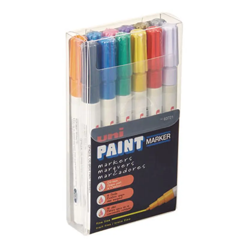 Permanent Marker, Fine Bullet Tip, Assorted Colors, 12/Set - Markers | uni-Paint