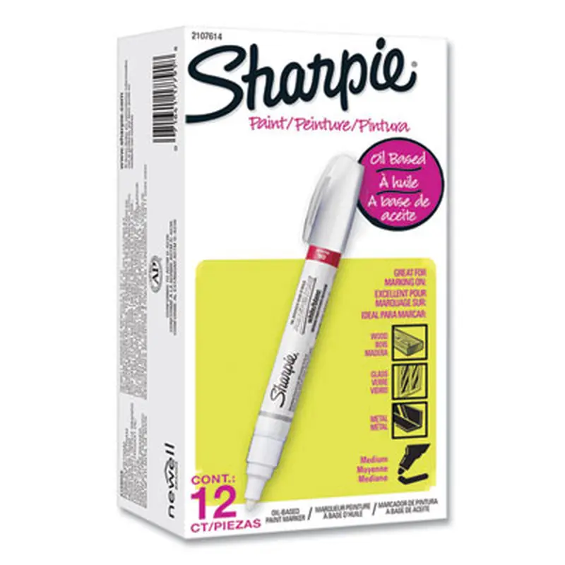 Permanent Paint Marker, Medium Bullet Tip, White, Dozen - Markers | Sharpie