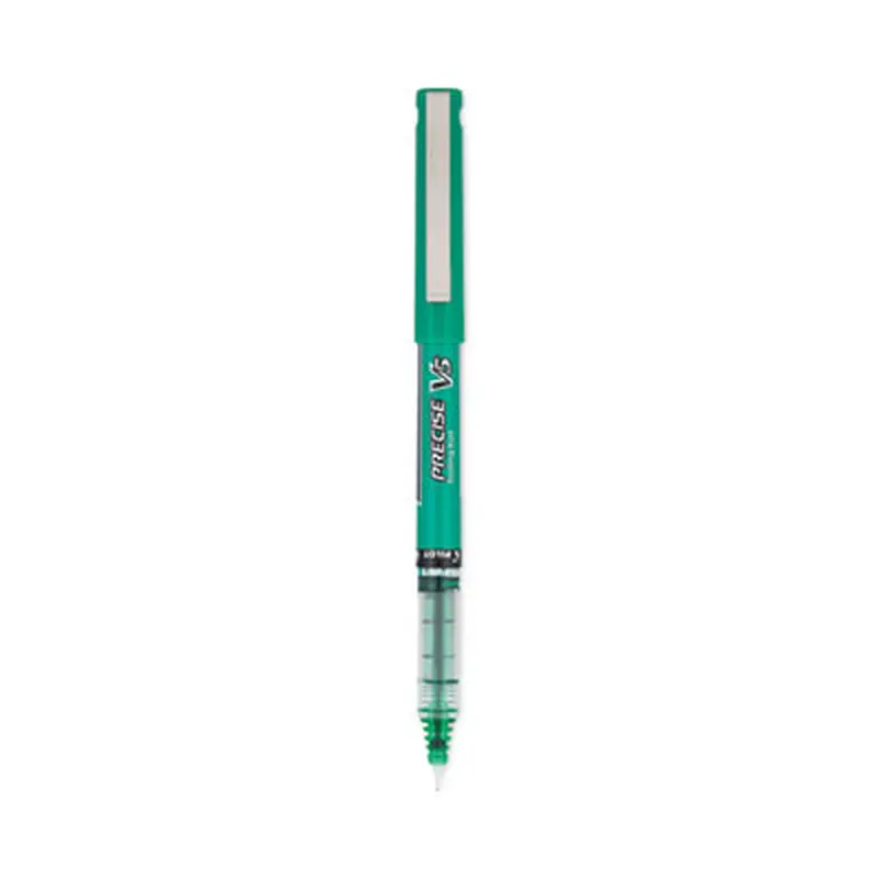Precise V5 Rollerball Pen, Stick, Extra-Fine 0.5 mm, Green Ink, Green/Clear Barrel, Dozen - Pens | Pilot