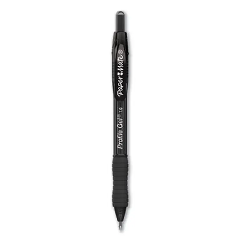 Profile Gel Pen, Retractable, Bold 1 mm, Black Ink, Translucent Black Barrel, Dozen - Pens | Paper Mate