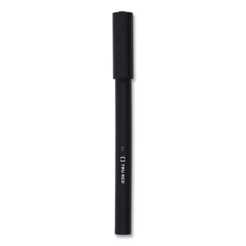 Quick Dry Gel Pen, Stick, Fine 0.5 mm, Black Ink, Black Barrel, Dozen - Pens | TRU RED