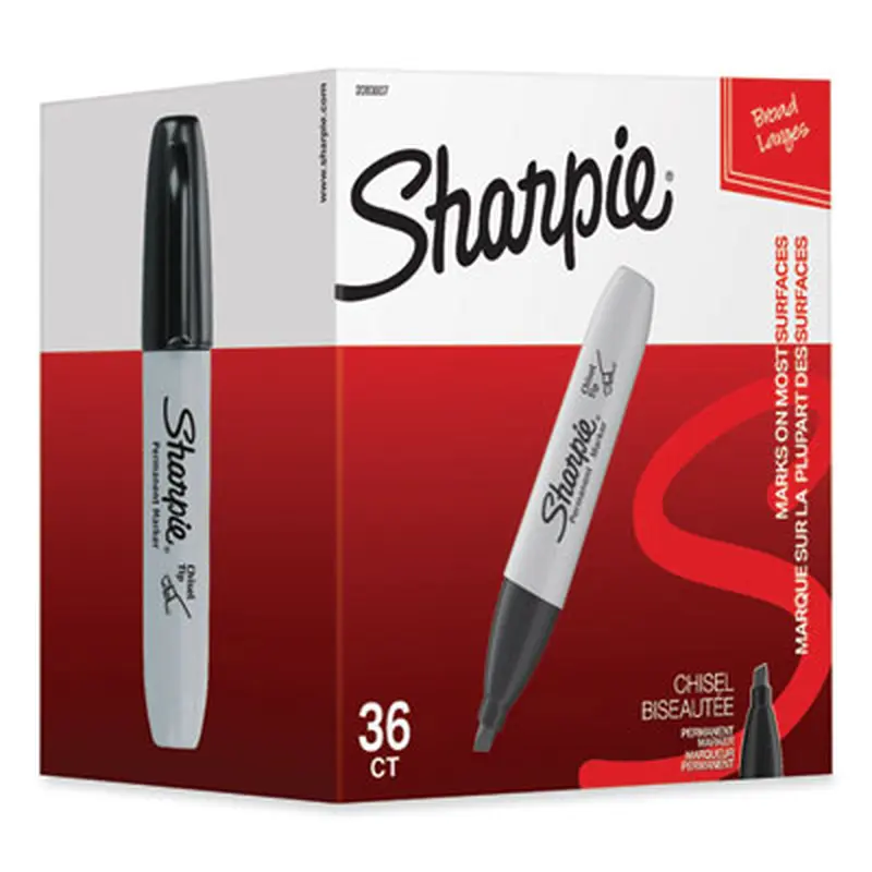 Chisel Tip Permanent Marker, Broad Chisel Tip, Black, 36/Pack - Markers | Sharpie