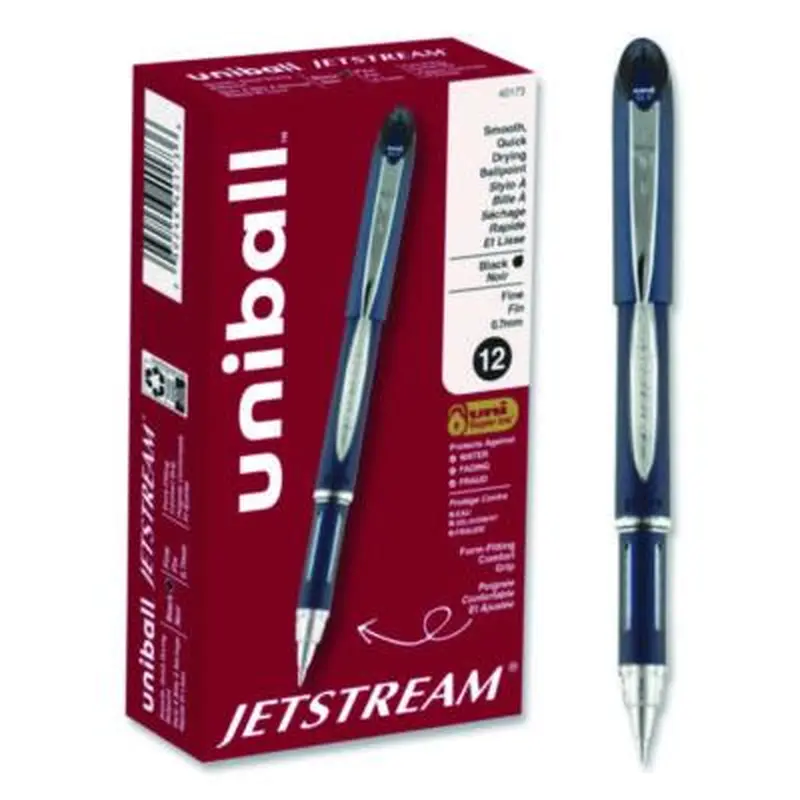 Jetstream Hybrid Gel Pen, Stick, Fine 0.7 mm, Black Ink, Black/Silver Barrel - Pens | uniball