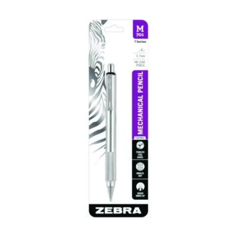 M-701 Mechanical Pencil, 0.7 mm, F (#2.5), Black Lead, Silver Barrel - Pencils | Zebra