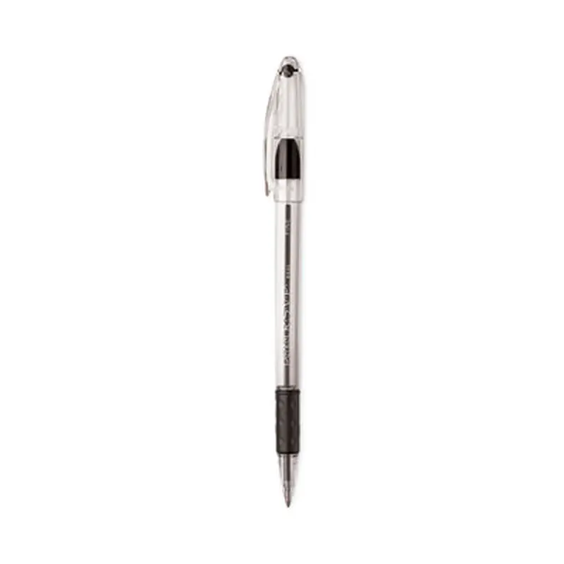 R.S.V.P. Ballpoint Pen Value Pack, Stick, Fine 0.7 mm, Black Ink, Clear/Black Barrel, 24/Pack - Pens | Pentel
