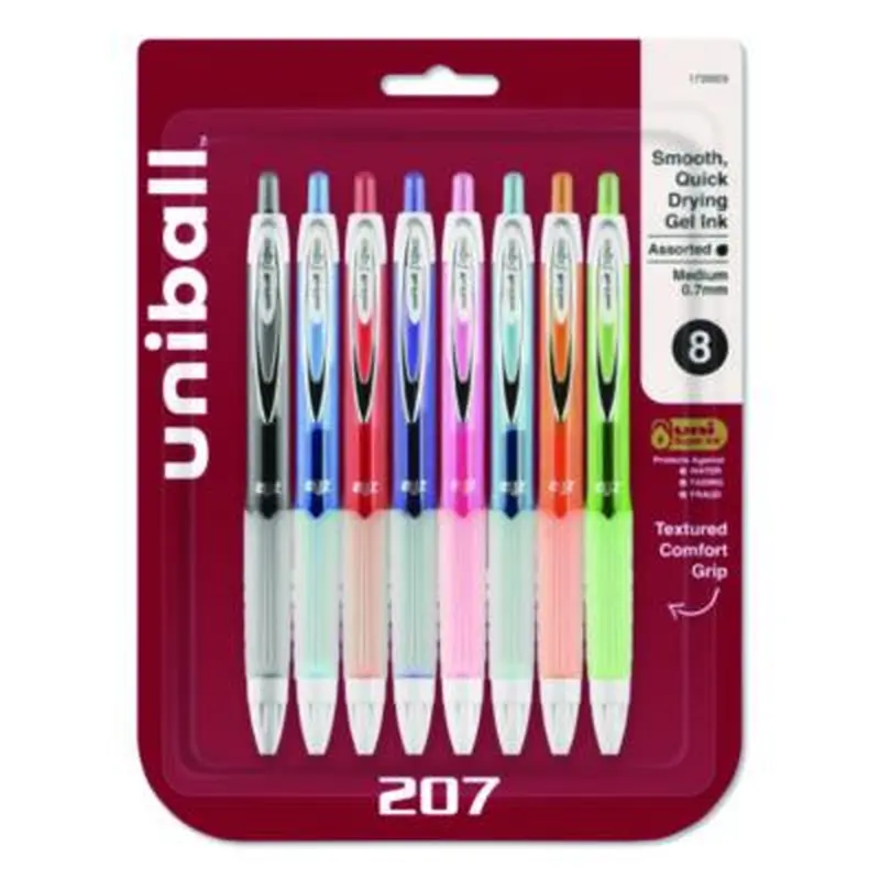Signo 207 Gel Pen, Retractable, Medium 0.7 mm, Assorted Ink and Barrel Colors, 8/Pack - Pens | uniball