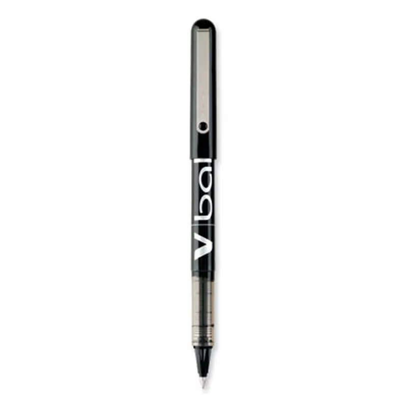 VBall Liquid Ink Rollerball Pen, Stick, Extra-Fine 0.5 mm, Black Ink, Black/Clear Barrel, Dozen - Pens | Pilot