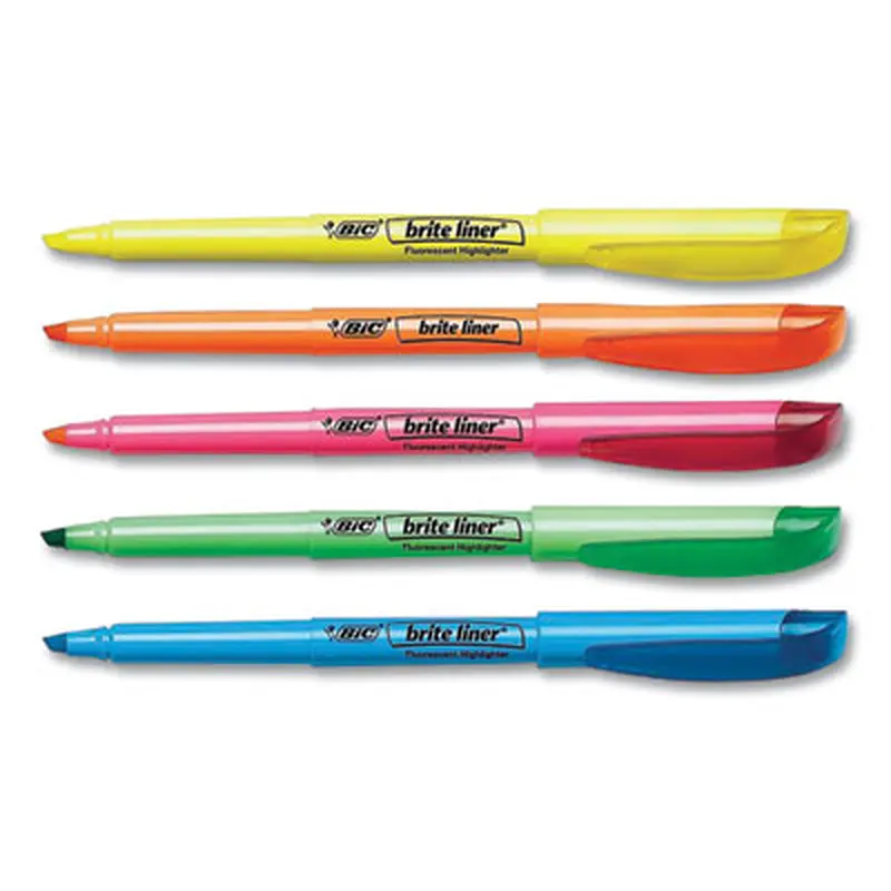 Brite Liner Highlighter, Assorted Ink Colors, Chisel Tip, Assorted Barrel Colors, Dozen - Highlighters | BIC