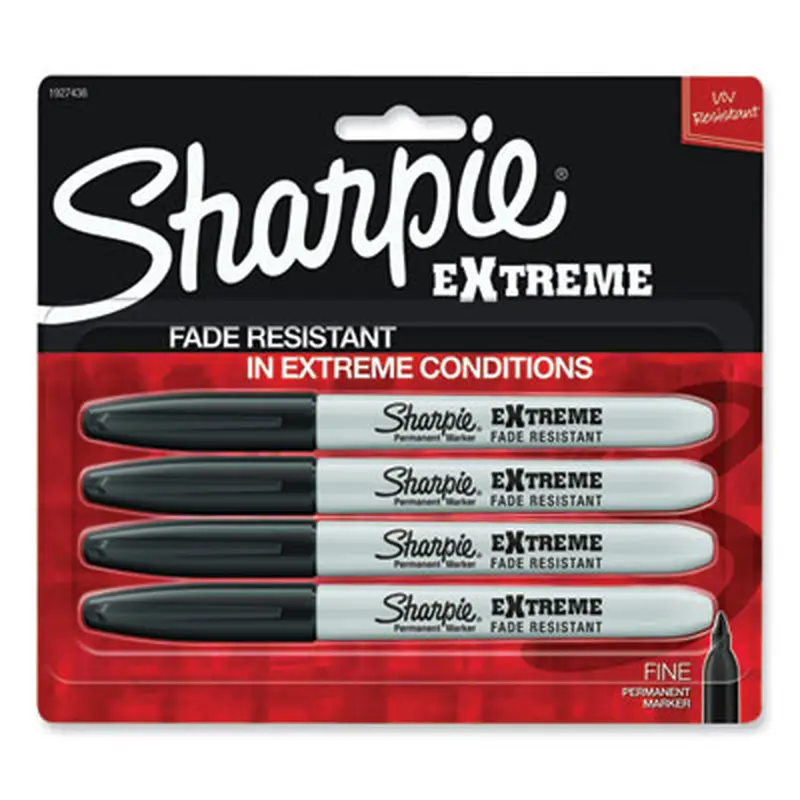Extreme Marker, Fine Bullet Tip, Black, 4/Pack - Markers | Sharpie