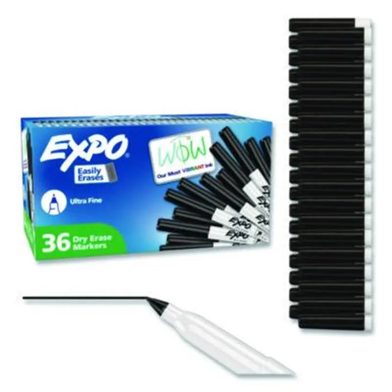 Low-Odor Dry Erase Marker Office Value Pack, Extra-Fine Bullet Tip, Black, 36/Pack - Board Markers | EXPO
