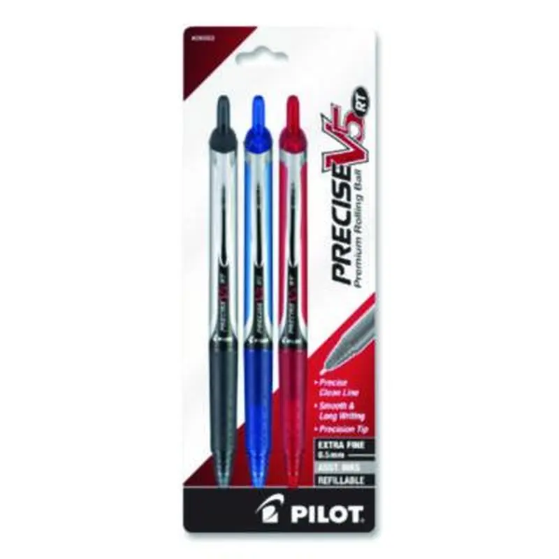 Precise V5RT Rollerball Pen, Retractable, Extra-Fine 0.5 mm, Assorted Ink and Barrel Colors, 3/Pack - Pens | Pilot