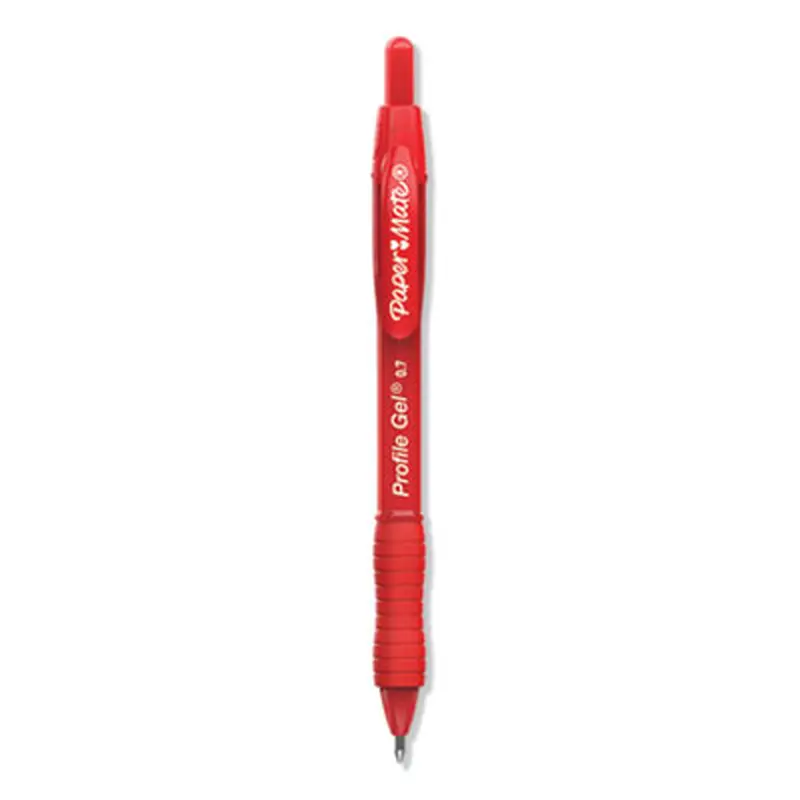 Profile Gel Pen, Retractable, Medium 0.7 mm, Red Ink, Translucent Red Barrel, Dozen - Pens | Paper Mate