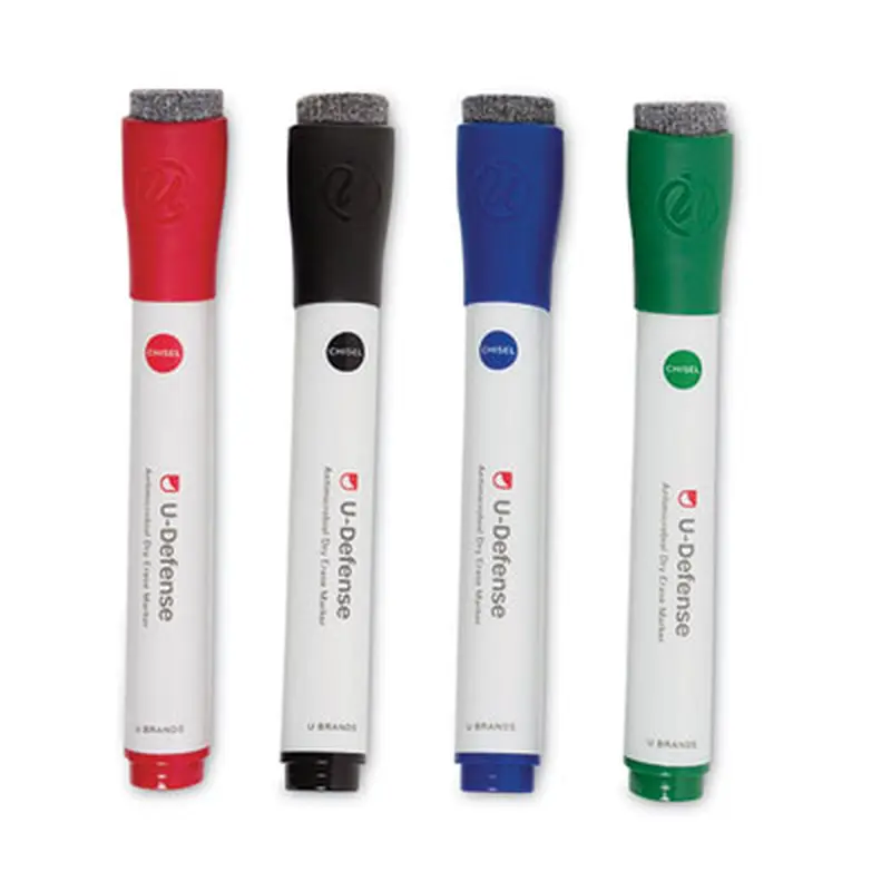 U-Defense Antimicrobial Dry-Erase Markers, Chisel Tip, Assorted Colors, 24/Pack - Board Markers | U Brands