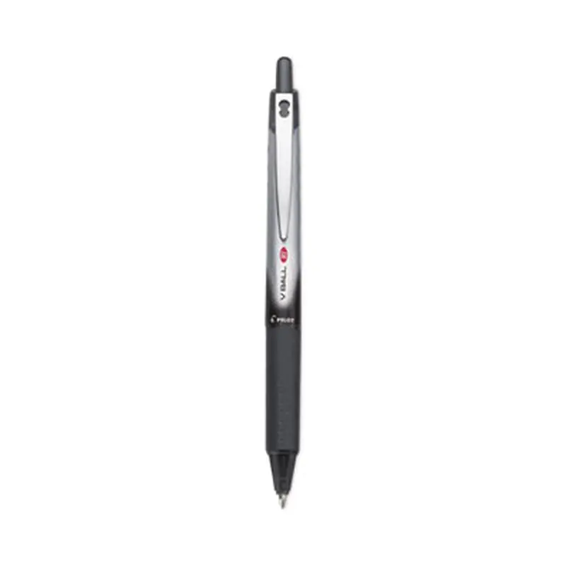 VBall RT Liquid Ink Rollerball Pen, Retractable, Fine 0.7 mm, Black Ink, Black/White Barrel - Pens | Pilot