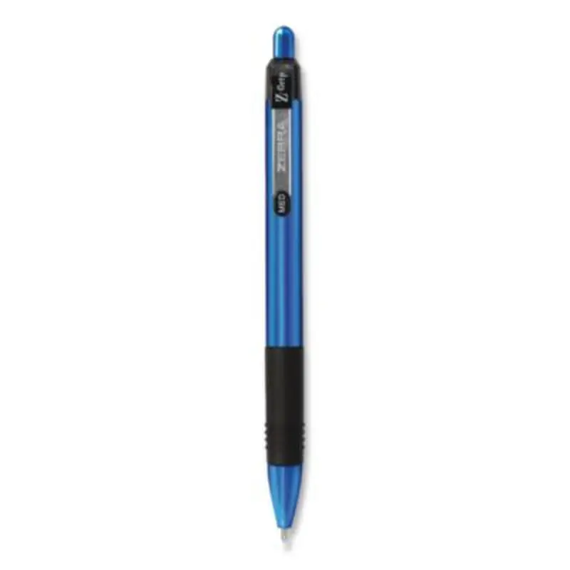 Z-Grip Metal Ballpoint Pen, Retractable, Medium 1 mm, Blue Ink, Blue/Black Barrel, 12/Pack - Pens | Zebra