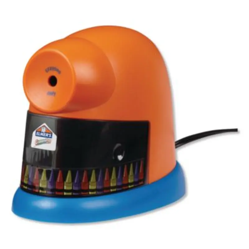 CrayonPro Electric Sharpener, School Version, AC-Powered, 5.63 x 8.75 x 7.13, Orange/Blue - Pencil & Crayon Sharpeners | Elmer's