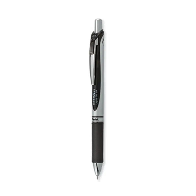 EnerGel RTX Gel Pen, Retractable, Extra-Fine 0.3 mm, Black Ink, Black/Silver Barrel, Dozen - Pens | Pentel