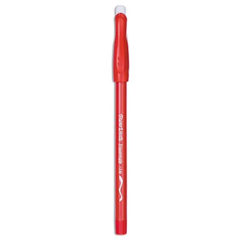 Eraser Mate Ballpoint Pen, Stick, Medium 1 mm, Red Ink, Red Barrel, Dozen - Pens | Paper Mate