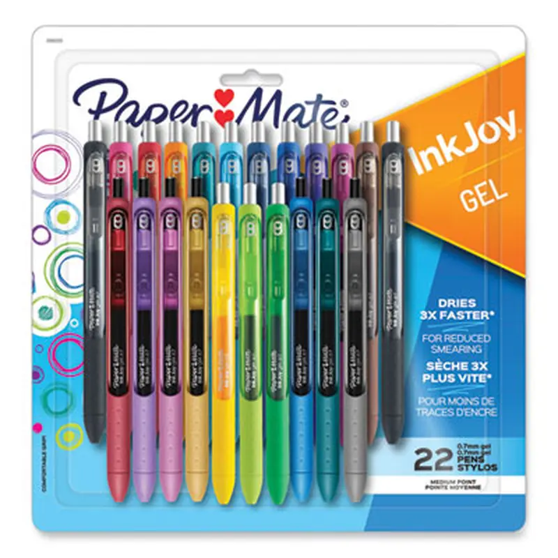 InkJoy Gel Pen, Retractable, Medium 0.7 mm, Assorted Ink and Barrel Colors, 22/Pack - Pens | Paper Mate