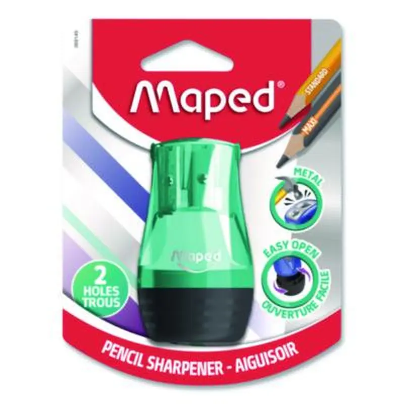 Tonic 2-Hole Canister Pencil Sharpener, 3.74 x 1.6 x 4.92, Randomly Assorted Colors - Pencil & Crayon Sharpeners | Maped Helix