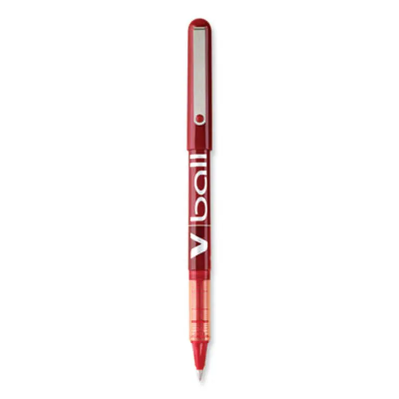 VBall Liquid Ink Rollerball Pen, Stick, Extra-Fine 0.5 mm, Red Ink, Red/Clear Barrel, Dozen - Pens | Pilot