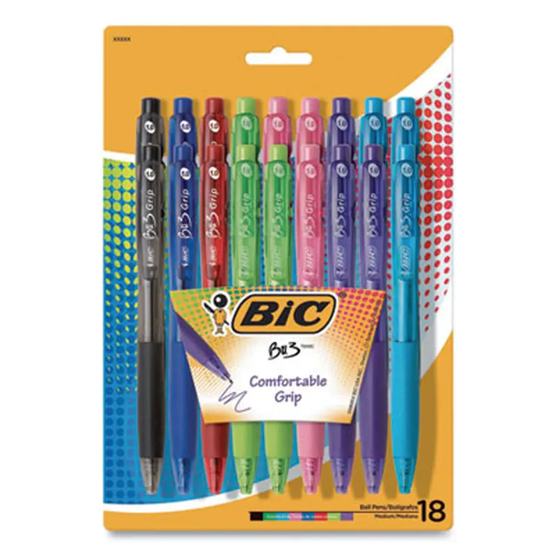 BU3 Ballpoint Pen, Retractable, Medium 1 mm, Assorted Fashion Ink and Barrel Colors, 18/Pack - Pens | BIC