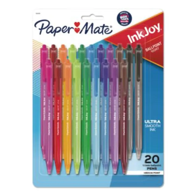 InkJoy 100 RT Ballpoint Pen, Retractable, Medium 1 mm, Assorted Ink and Barrel Colors, 20/Pack - Pens | Paper Mate