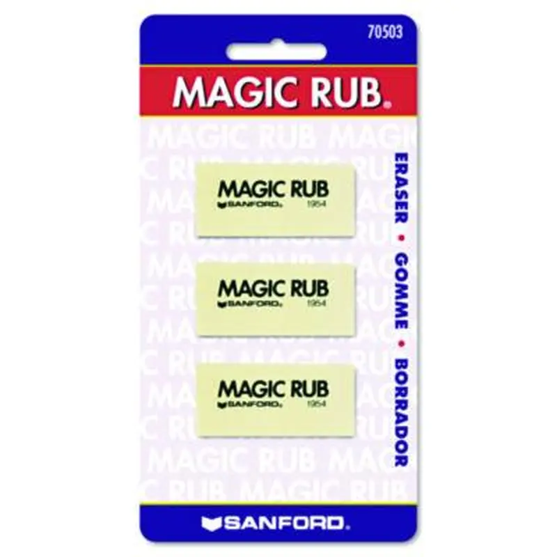MAGIC RUB Eraser, For Pencil/Ink Marks, Rectangular Block, Medium, Off White, 3/Pack - Pencil & Ink Erasers | Prismacolor