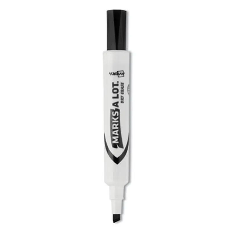 MARKS A LOT Desk-Style Dry Erase Marker, Broad Chisel Tip, Black, Dozen (24408) - Board Markers | Avery