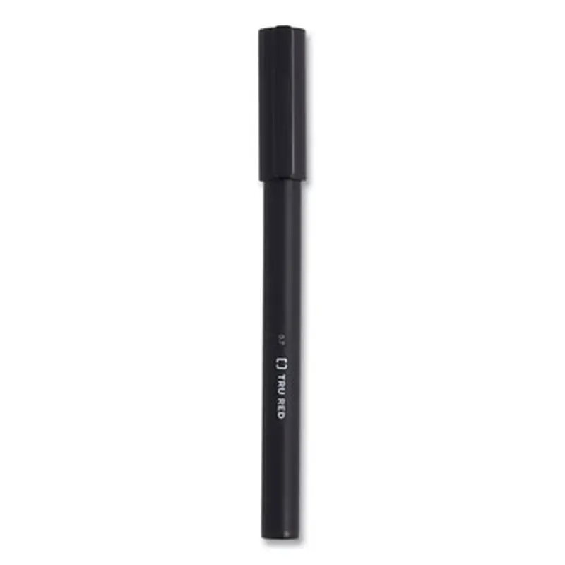Quick Dry Gel Pen, Stick, Medium 0.7 mm, Black Ink, Black Barrel, Dozen - Pens | TRU RED
