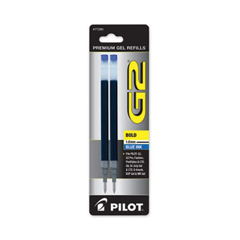 Refill for Pilot G2 Gel Ink Pens, Bold Conical Tip, Blue Ink, 2/Pack - Pen & Marker Refills | Pilot