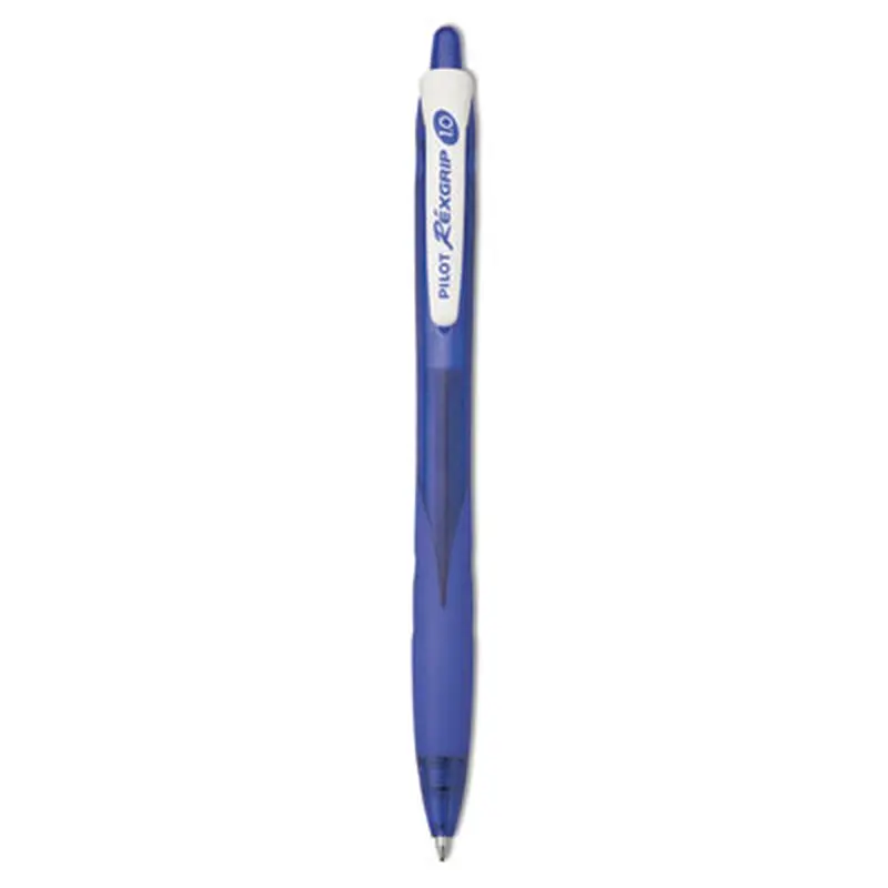 RexGrip BeGreen Ballpoint Pen, Retractable, Medium 1 mm, Blue Ink, Translucent Blue Barrel, Dozen - Pens | Pilot