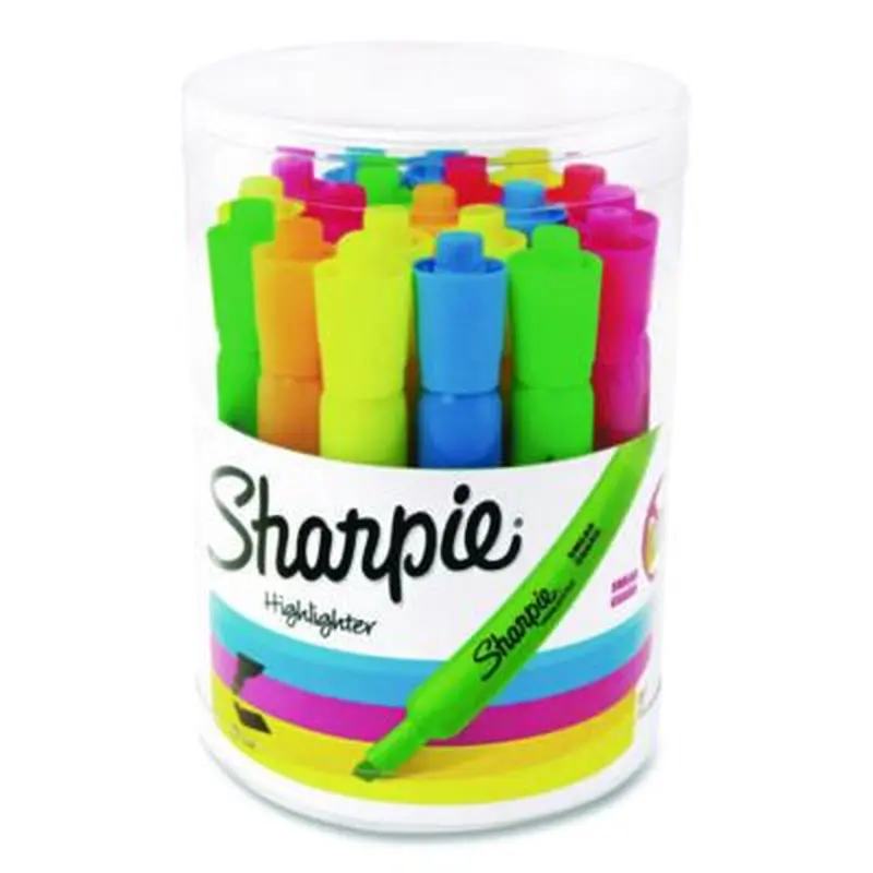 Smear Guard Tank Highlighters, Assorted Ink, Chisel Tip, Assorted Barrel, 20/Pack - Highlighters | Sharpie