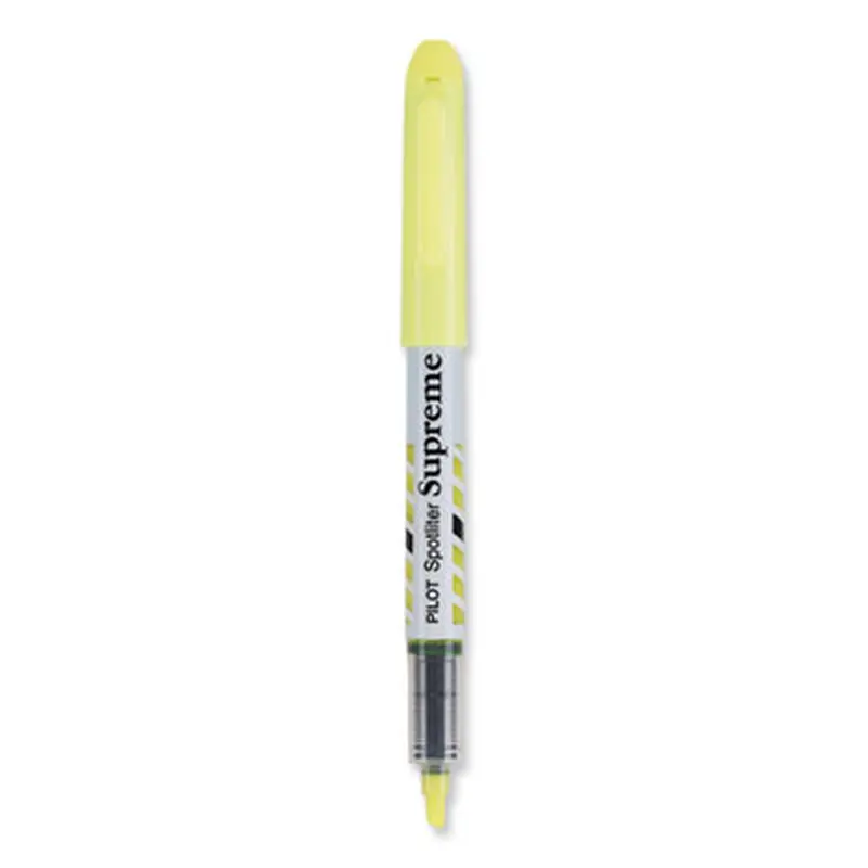 Spotliter Supreme Highlighter, Fluorescent Yellow Ink, Chisel Tip, Yellow/White Barrel, Dozen - Highlighters | Pilot