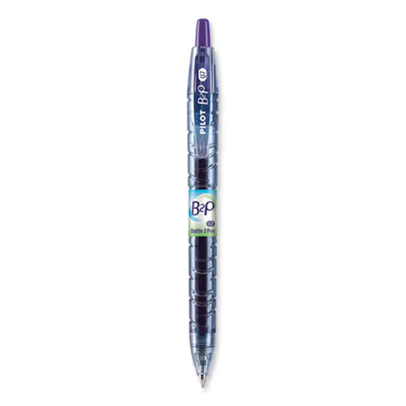 B2P Bottle-2-Pen Recycled Gel Pen, Retractable, Fine 0.7 mm, Purple Ink, Translucent Blue Barrel - Pens | Pilot