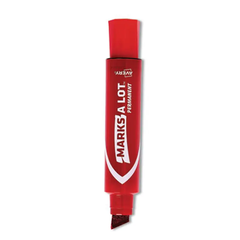 MARKS A LOT Extra-Large Desk-Style Permanent Marker, Extra-Broad Chisel Tip, Red (24147) - Markers | Avery