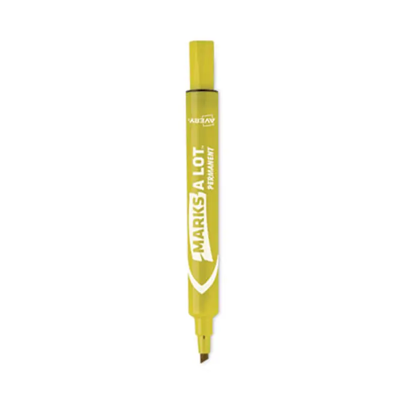 MARKS A LOT Large Desk-Style Permanent Marker, Broad Chisel Tip, Yellow, Dozen (8882) - Markers | Avery