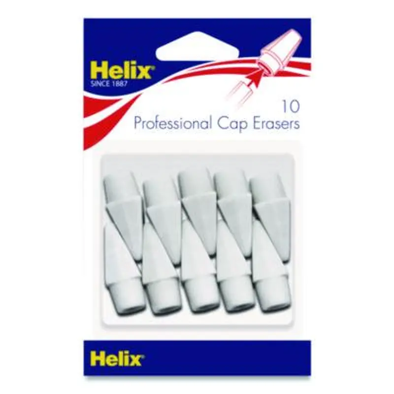 Professional Hi-Polymer Oversized Pencil Cap Erasers, For Pencil Marks, White, 10/Pack - Pencil & Ink Erasers | Maped Helix