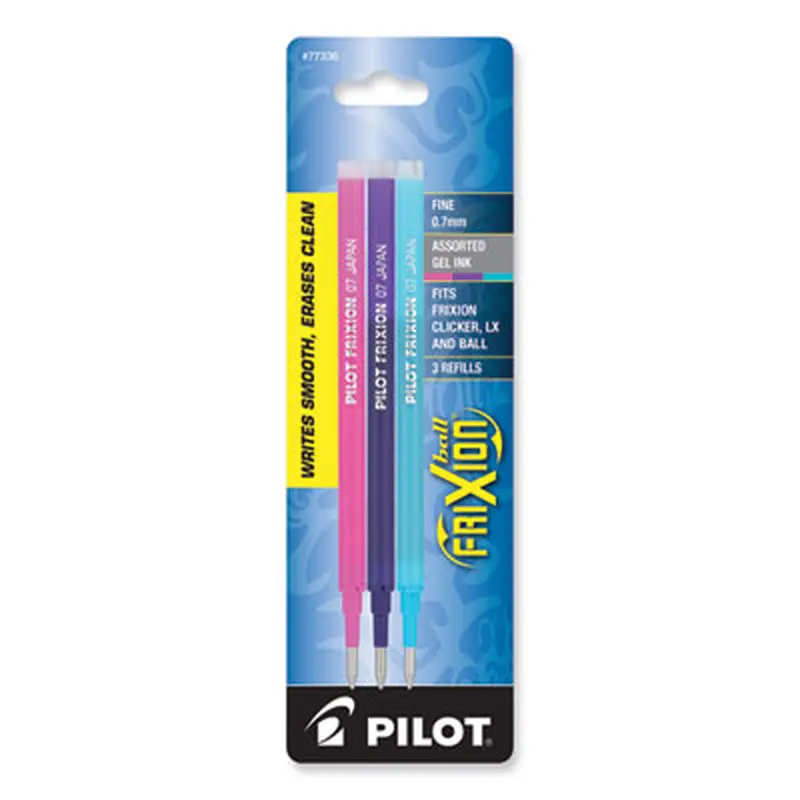 Refill for Pilot FriXion Erasable, FriXion Ball, FriXion Clicker and FriXion LX Gel Ink Pens, Fine Tip, Assorted Ink, 3/Pack - Pen & Marker Refills | Pilot