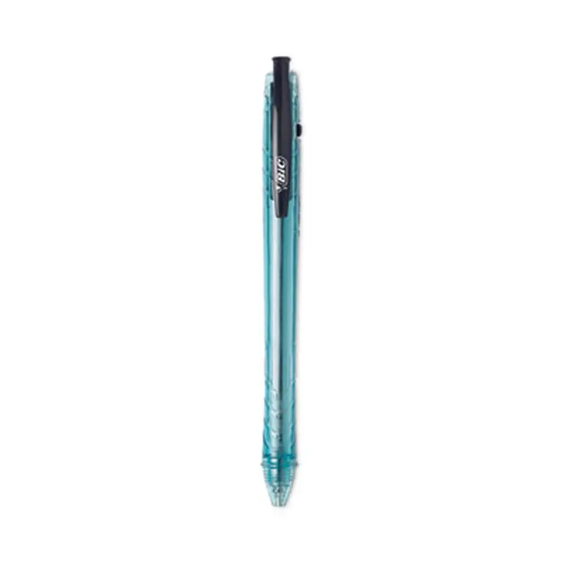 ReVolution Ocean Bound Ballpoint Pen, Retractable, Medium 1 mm, Black Ink, Translucent Blue Barrel, Dozen - Pens | BIC