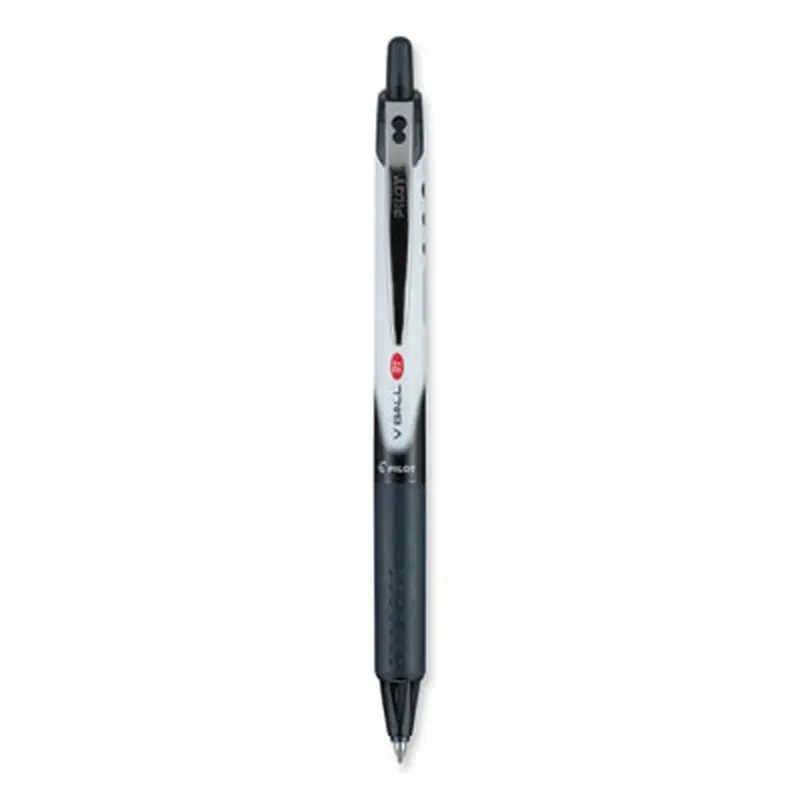 VBall RT Liquid Ink Rollerball Pen, Retractable, Extra-Fine 0.5 mm, Black Ink, Black/White Barrel - Pens | Pilot