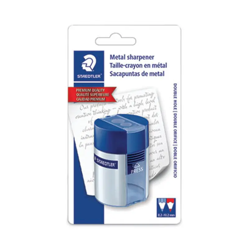 Handheld Manual Double-Hole Plastic Sharpener, 1.57 x 1.65 x 2.2, Blue/Silver, 6/Box - Pencil & Crayon Sharpeners | Staedtler
