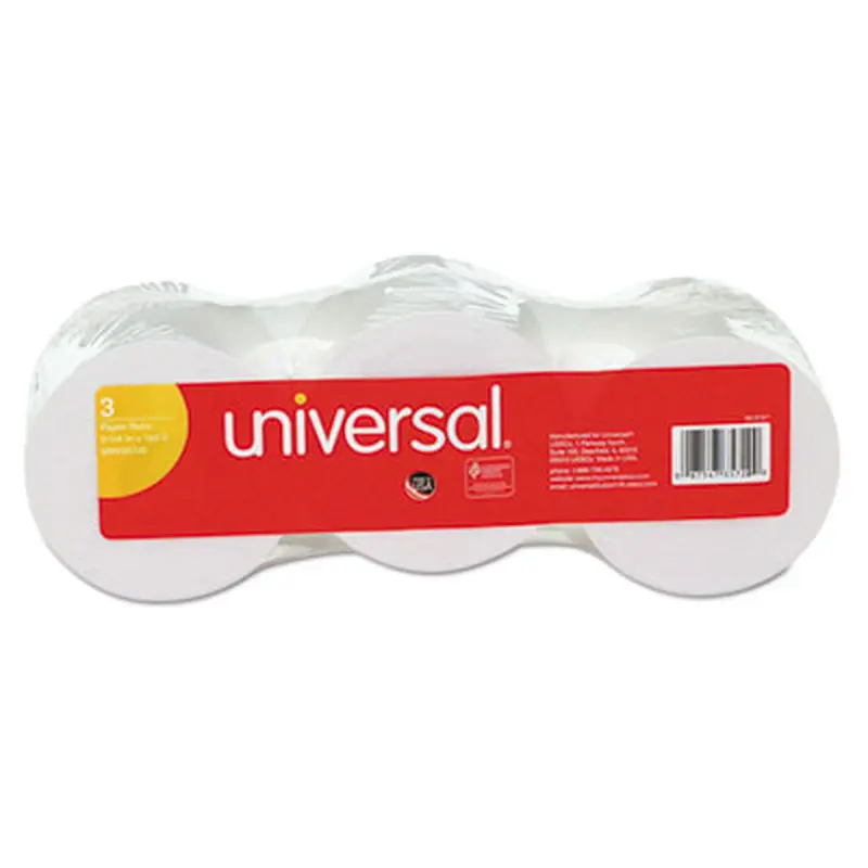 Impact and Inkjet Print Bond Paper Rolls, 0.5" Core, 2.25" x 150 ft, White, 3/Pack - Roll Paper | Universal