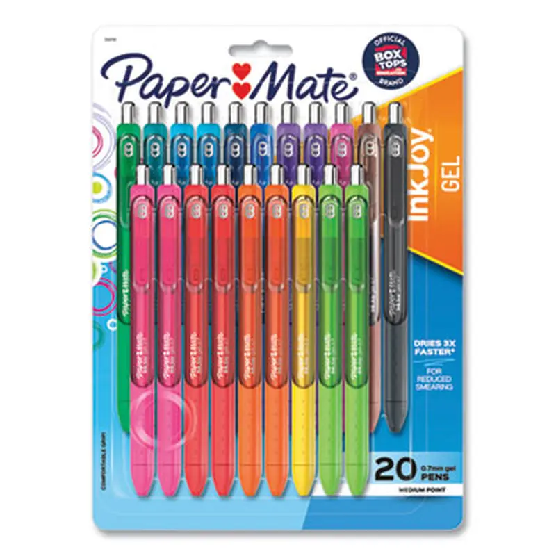 InkJoy Gel Pen, Retractable, Medium 0.7 mm, Assorted Ink and Barrel Colors, 20/Pack - Pens | Paper Mate