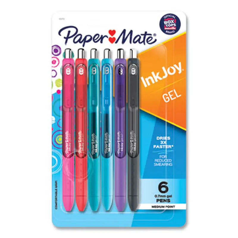 InkJoy Gel Pen, Retractable, Medium 0.7 mm, Assorted Ink and Barrel Colors, 6/Pack - Pens | Paper Mate