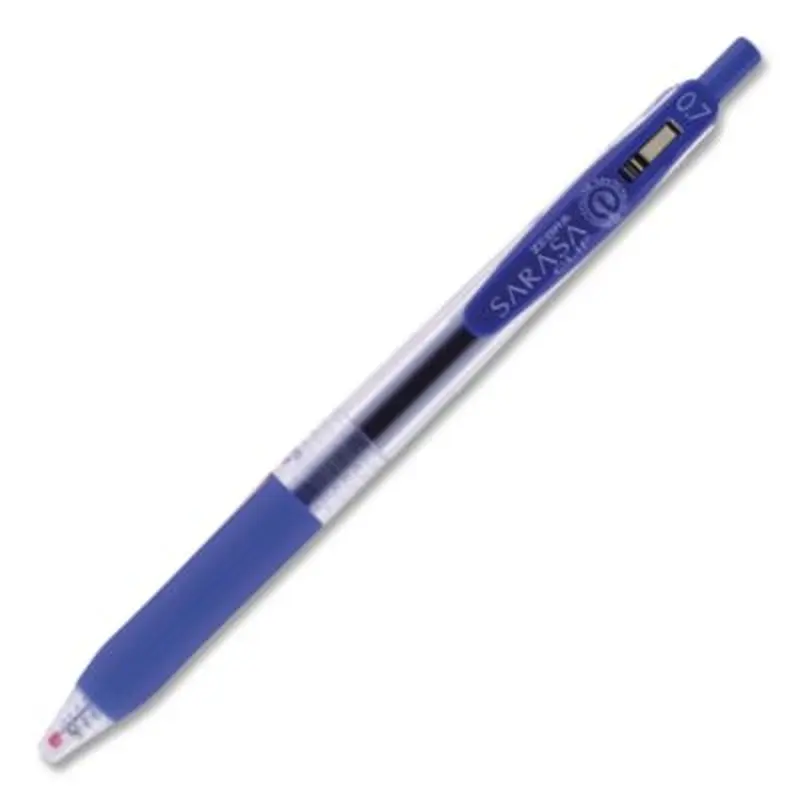 Sarasa Clip Gel Pen, Retractable, Medium 0.7 mm, Blue Ink, Clear/Blue Barrel, 12/Pack - Pens | Zebra