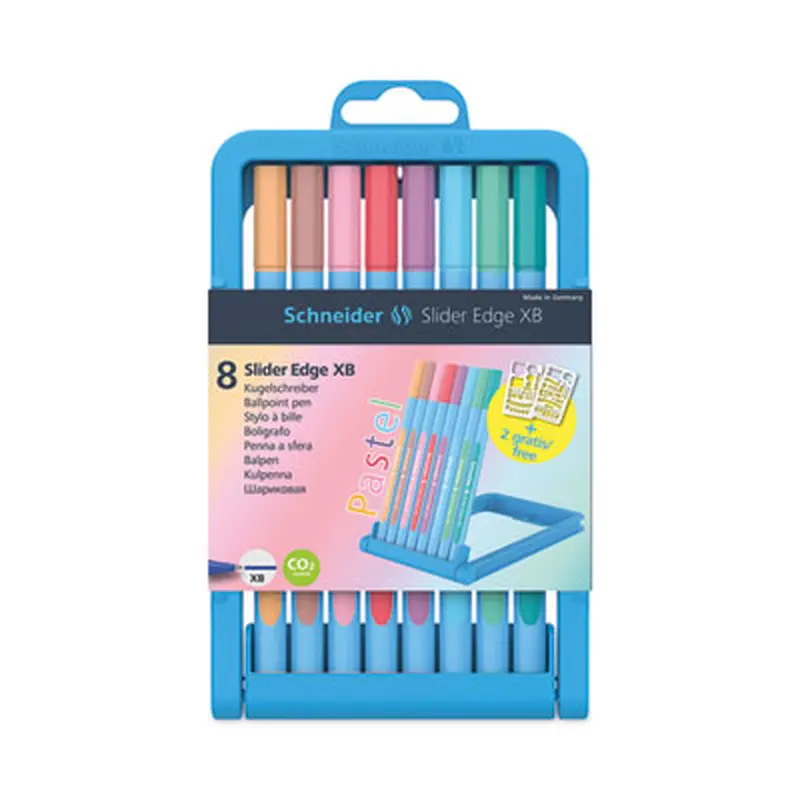 Slider Edge XB Ballpoint Pen, Stick, Extra-Bold 1.4 mm, Assorted Ink and Barrel Colors, 8/Set - Pens | Schneider